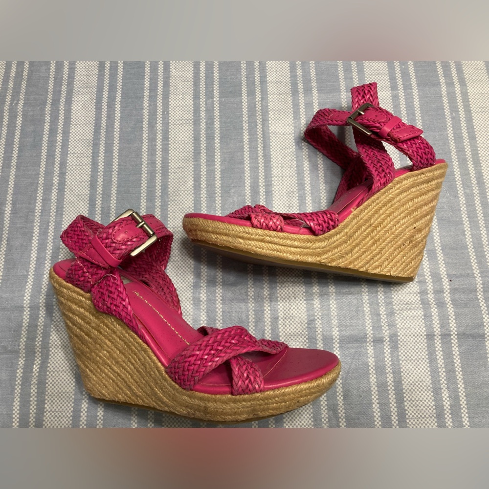 Dolce Vita hot pink wedges with rope heels.